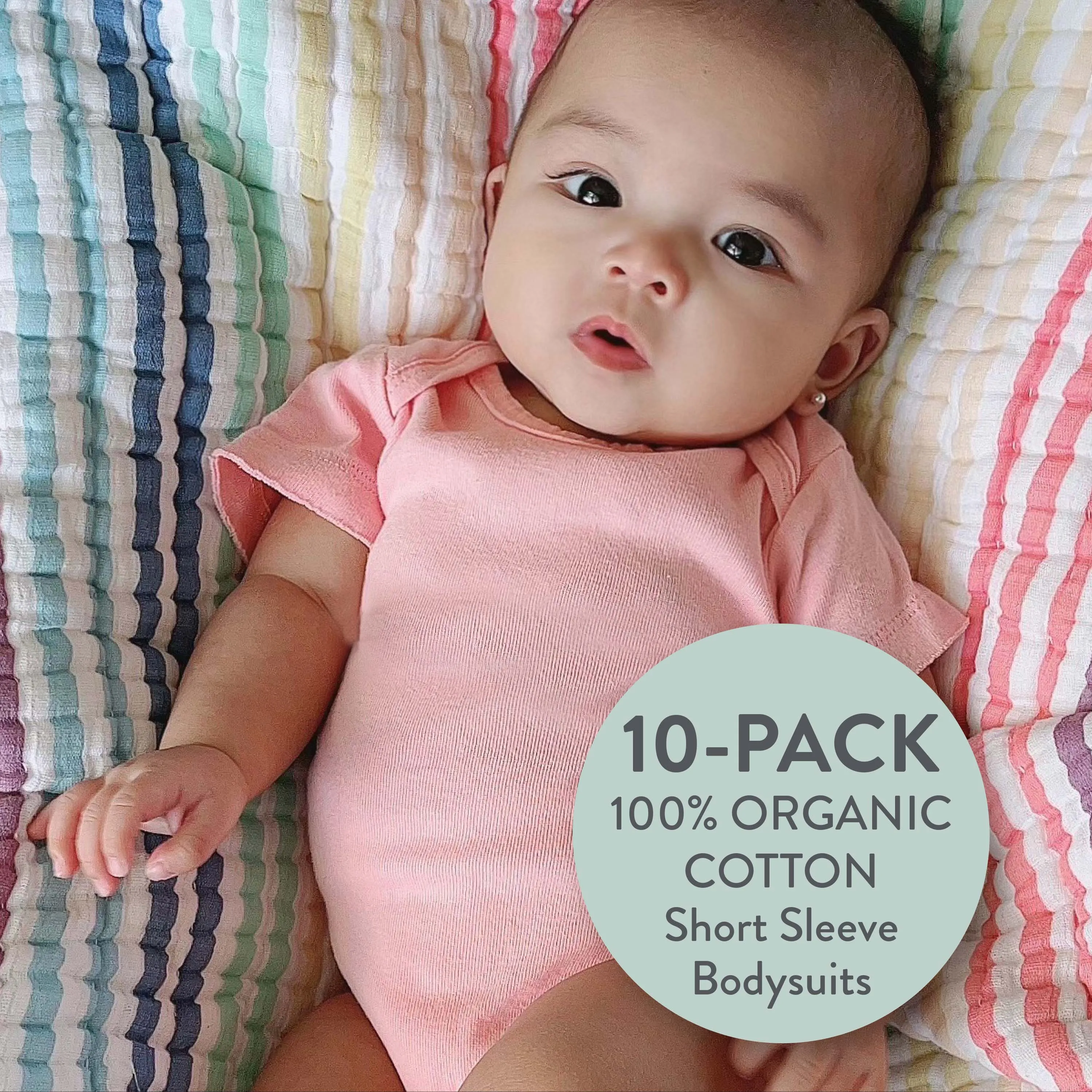 10-Pack Organic Cotton Short Sleeve Bodysuits