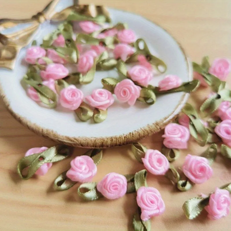 100pcs Handmade Ribbon Flower Embellishments for DIY Crafts and Accessories