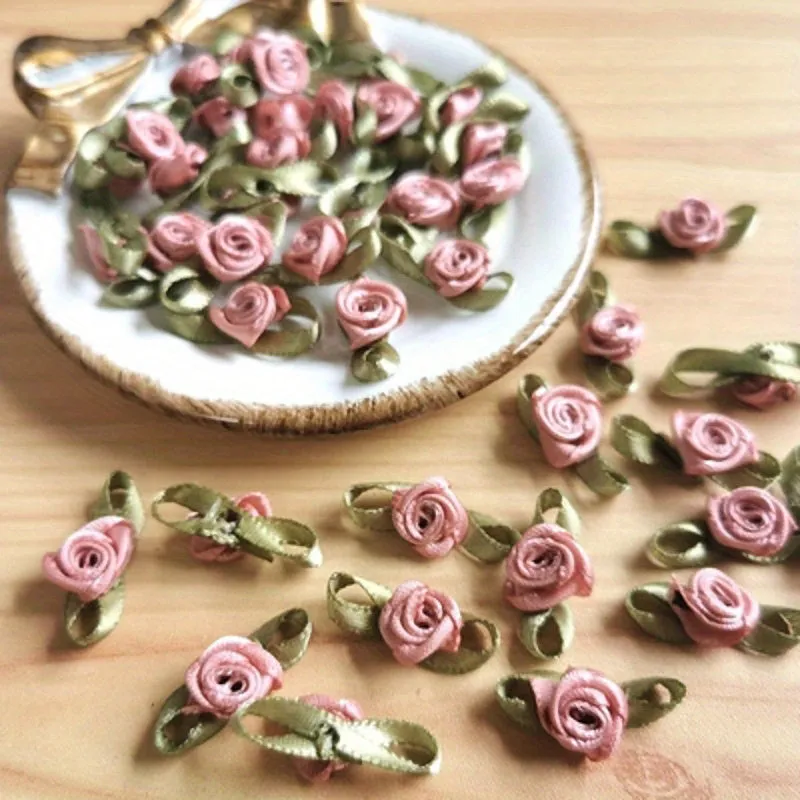 100pcs Handmade Ribbon Flower Embellishments for DIY Crafts and Accessories