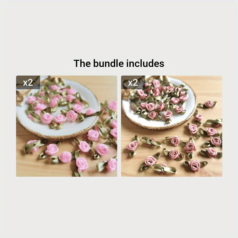 100pcs Handmade Ribbon Flower Embellishments for DIY Crafts and Accessories