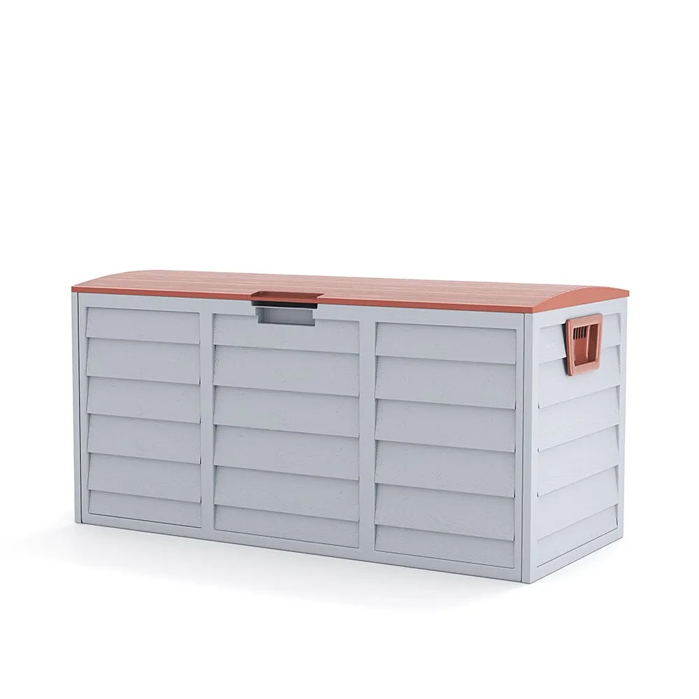 3ft L Grey Garden Storage Chest Box with Brown Cover