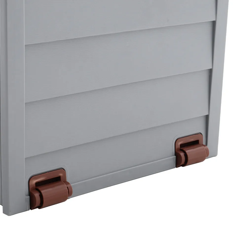 3ft L Grey Garden Storage Chest Box with Brown Cover