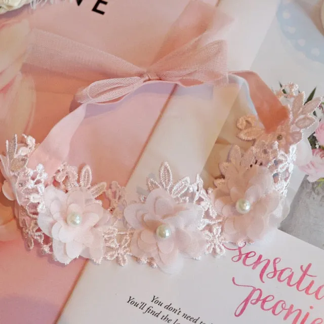 Assorted Girls Sheer Lace and Pearls Hair Accessories for Flower Girls and Special Events