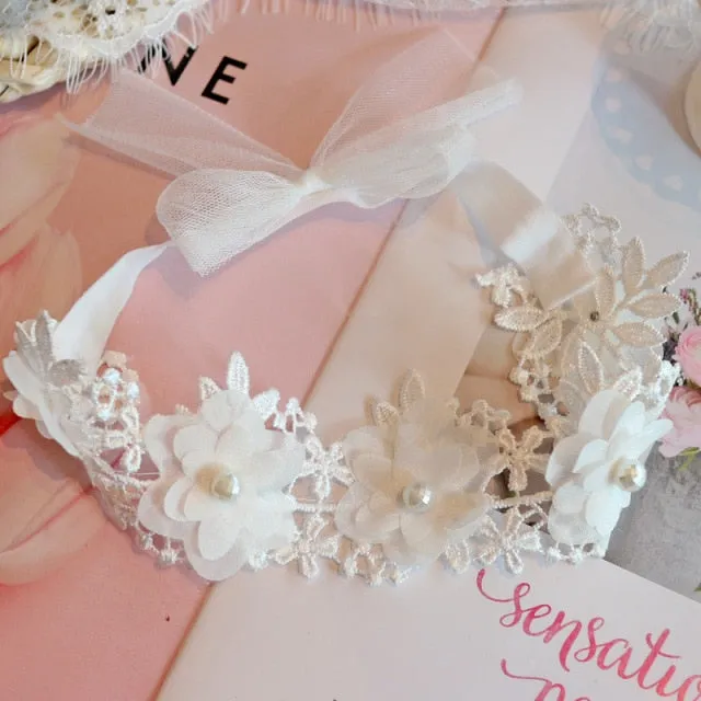 Assorted Girls Sheer Lace and Pearls Hair Accessories for Flower Girls and Special Events