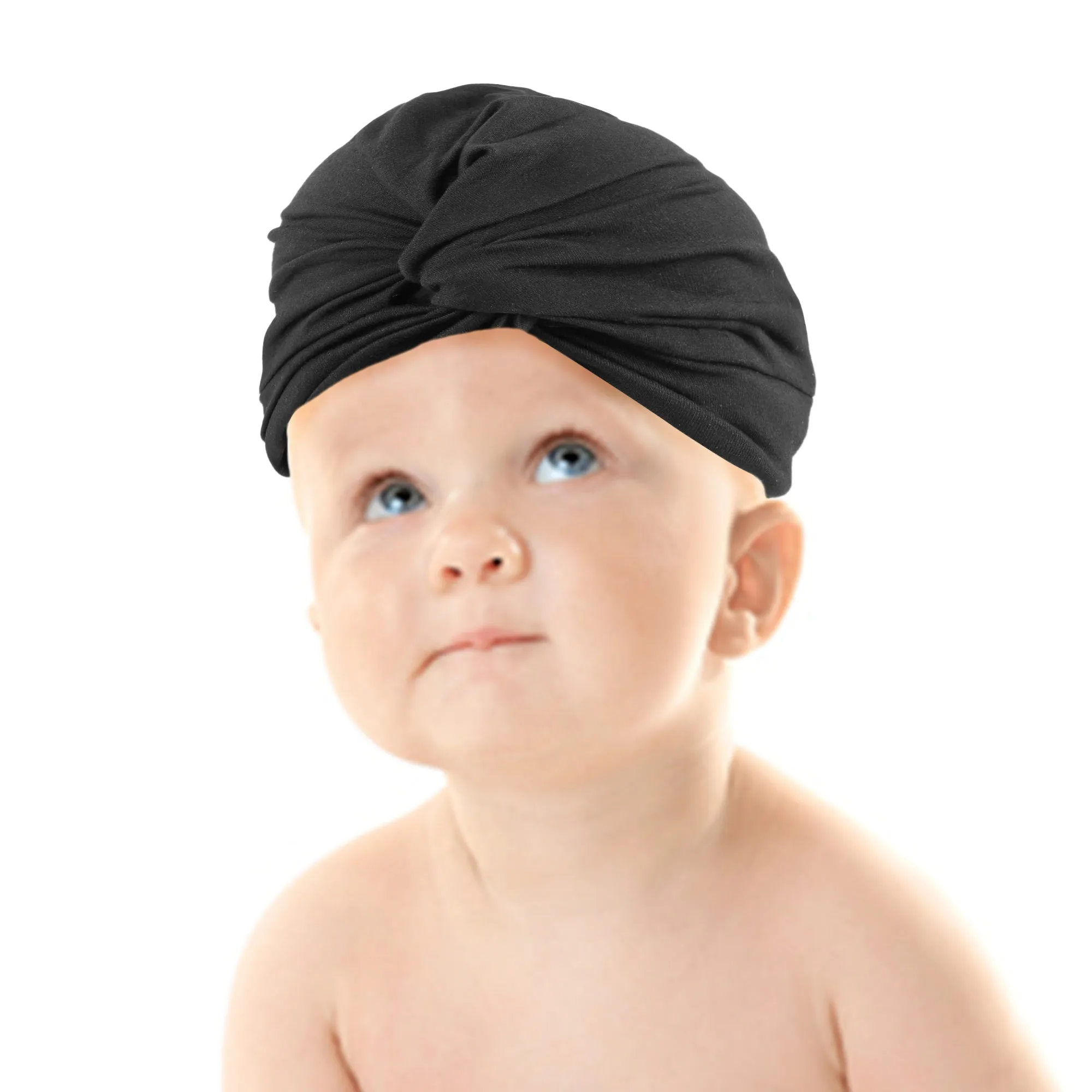 Baby Moo Cute Knotted Turban Cap Infant Beanie - Black