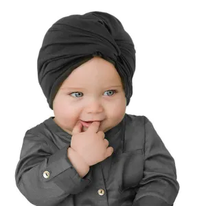 Baby Moo Cute Knotted Turban Cap Infant Beanie - Black