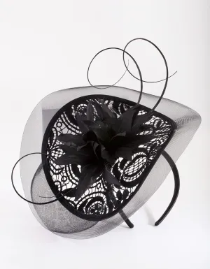 Black Lace Floral Fascinator