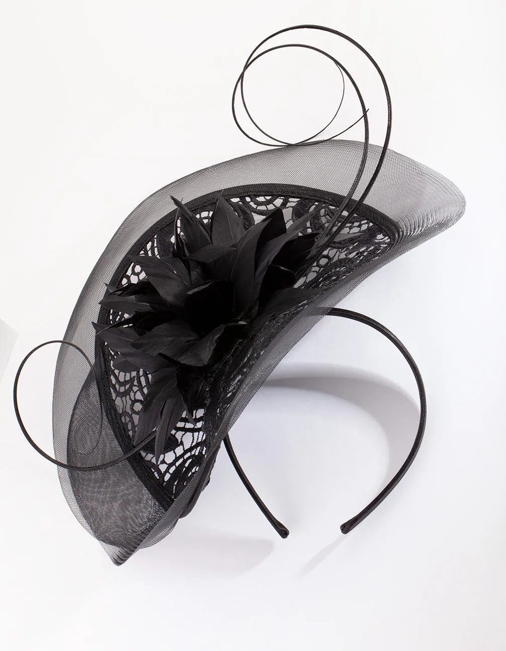 Black Lace Floral Fascinator