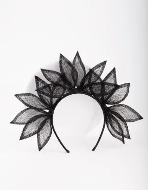 Black Sinamay Spike Leaf Headband