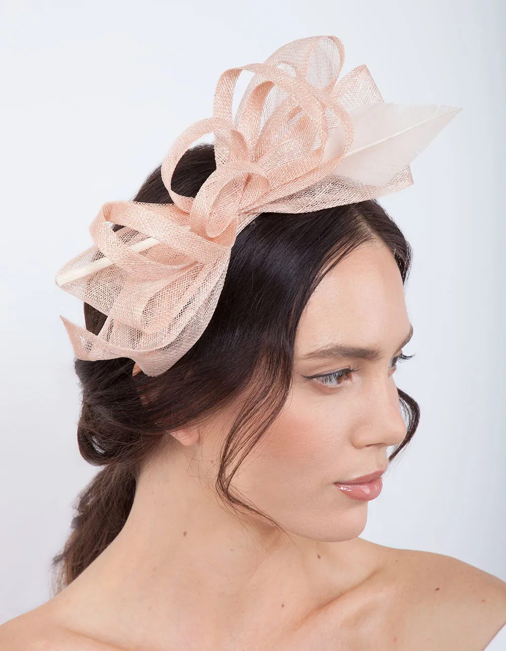 Blush Pink Swirl Feather Fascinator