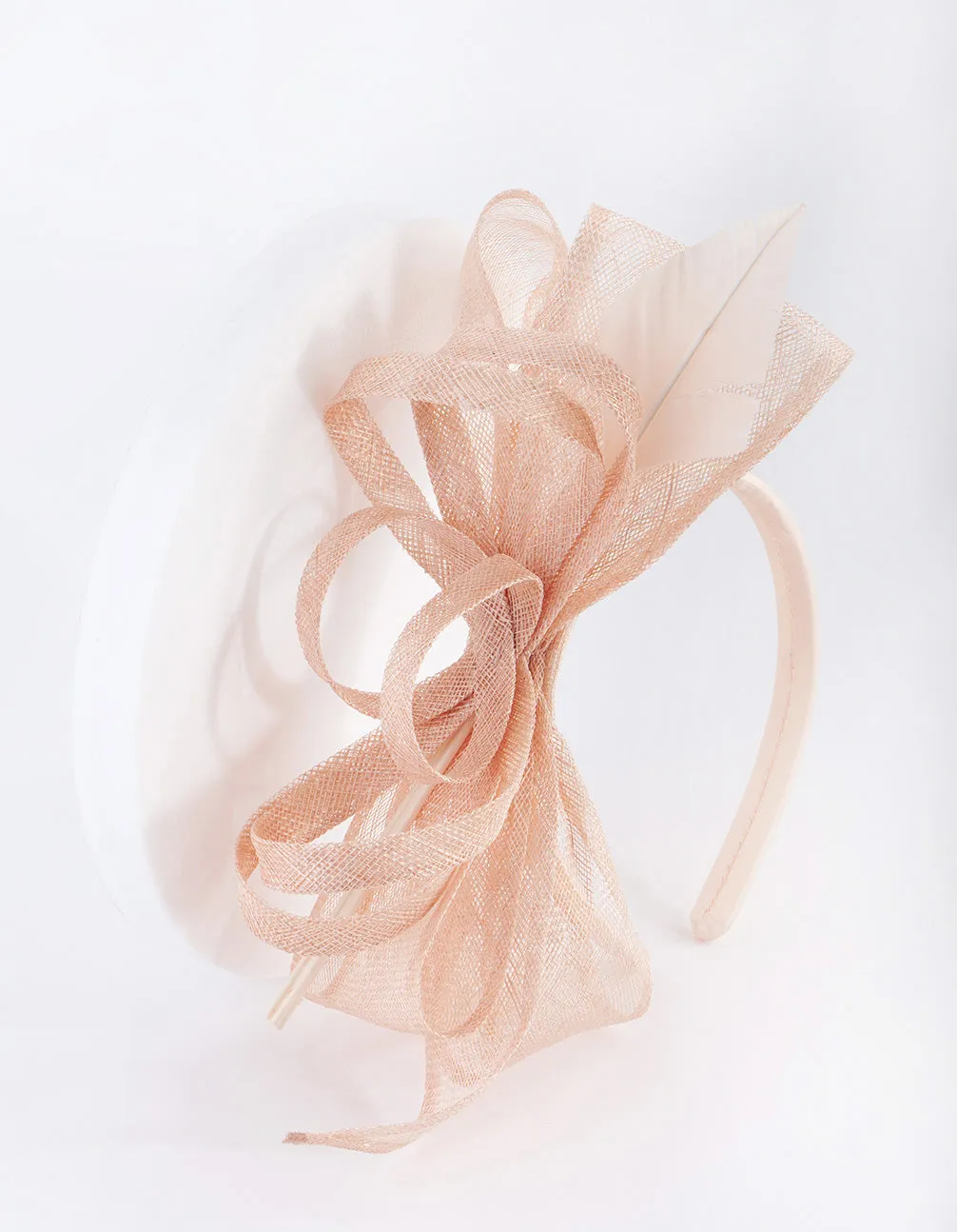 Blush Pink Swirl Feather Fascinator