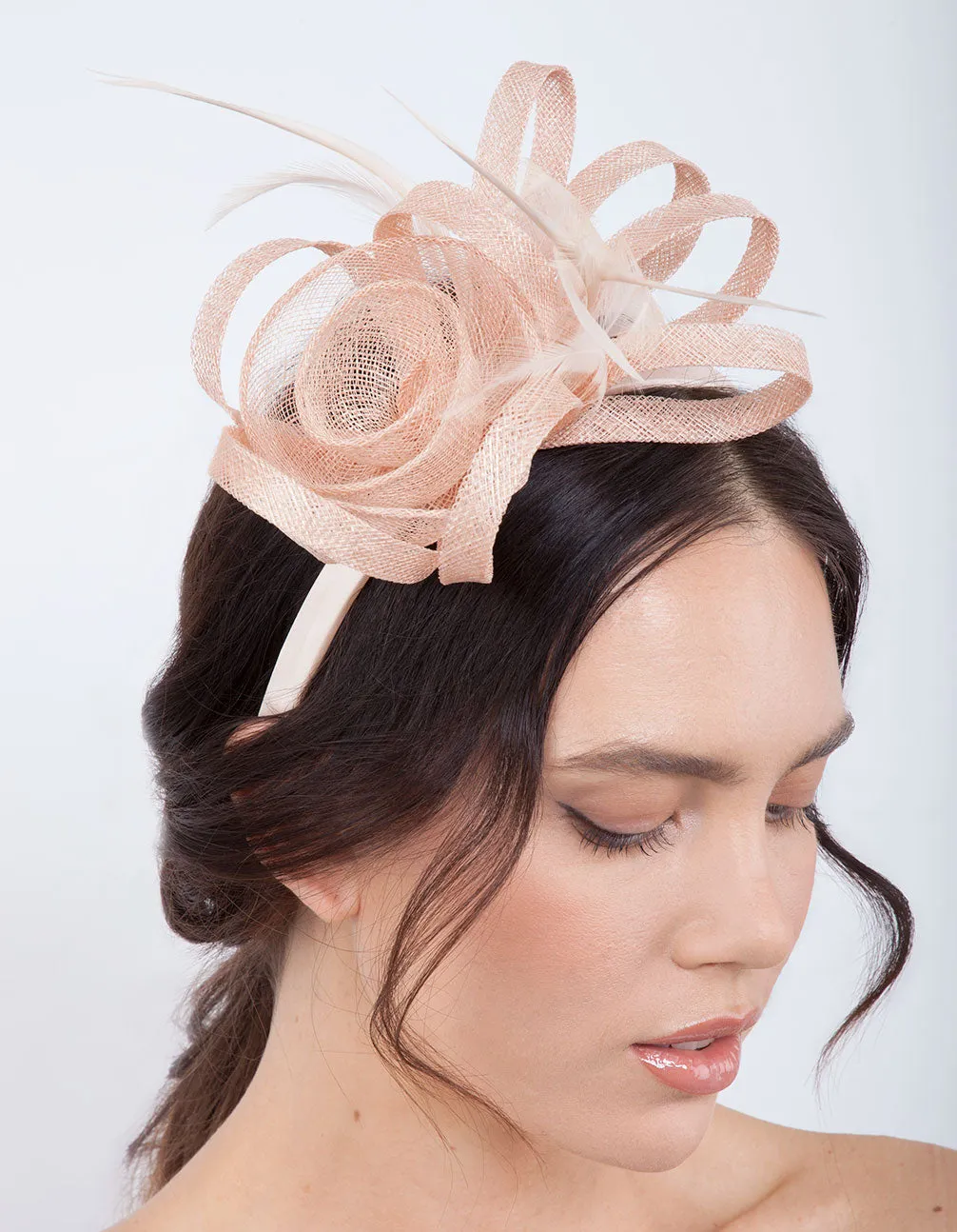 Bright Pink Sinamay Rose Headband