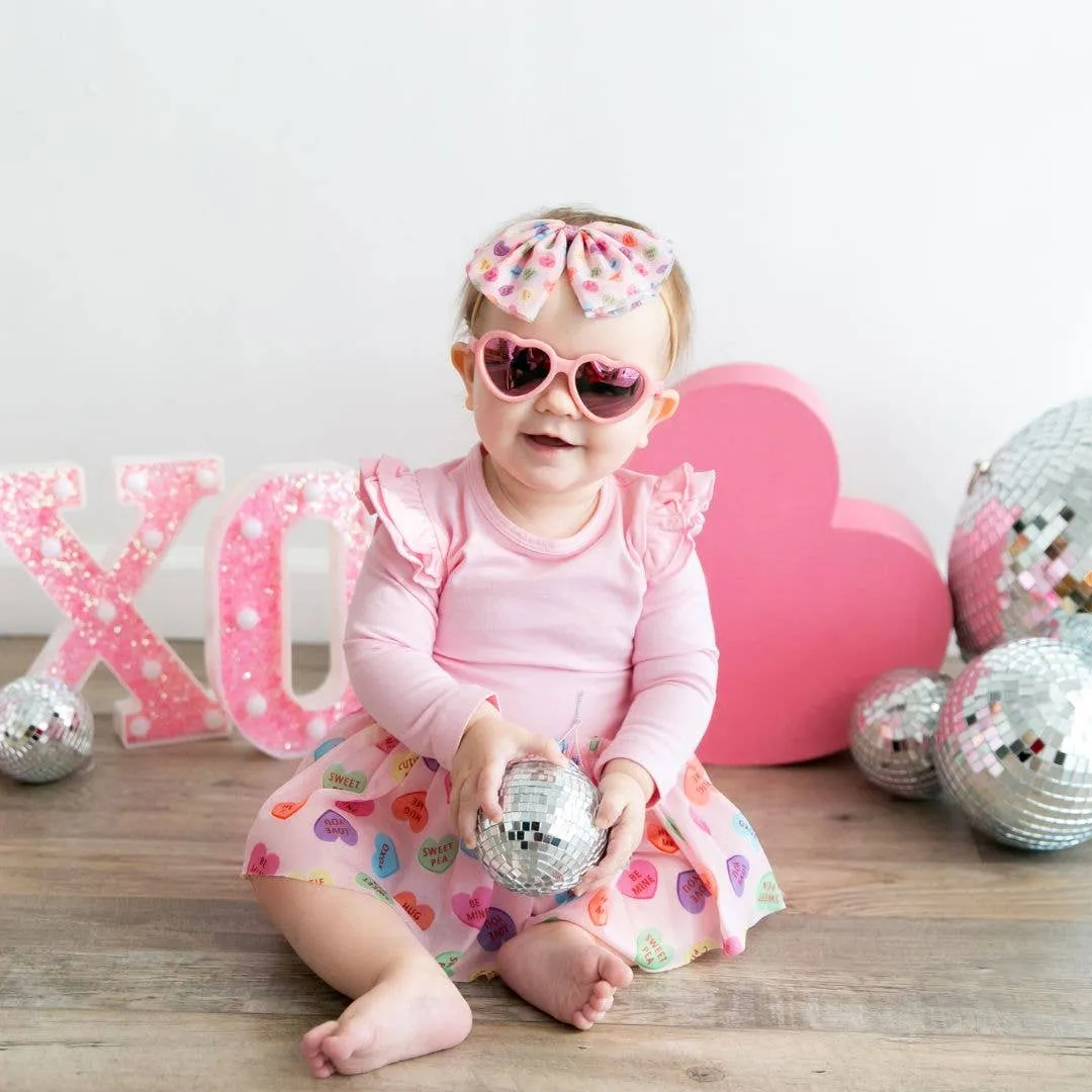 Candy Hearts Valentine's Day Long Sleeve Tutu Bodysuit