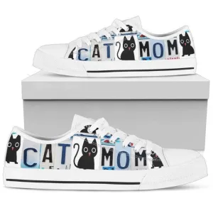 Cat Mom Low Top Shoes - Comfortable And Trendy Footwear, Cat Canvas Shoes