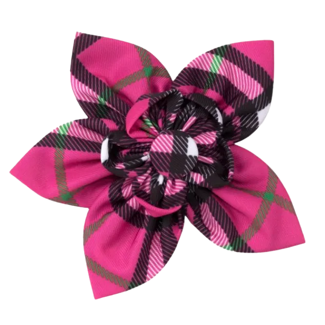 Collar Flower | Bias Plaid Pink