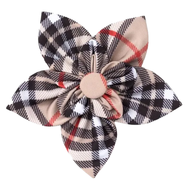 Collar Flower | Bias Plaid Tan