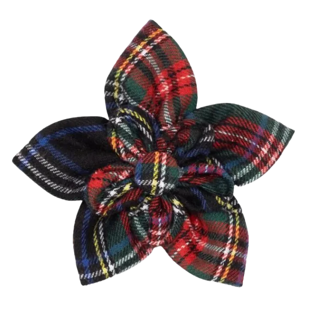 Collar Flower | Black Stewart Plaid