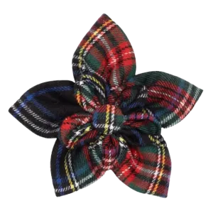 Collar Flower | Black Stewart Plaid