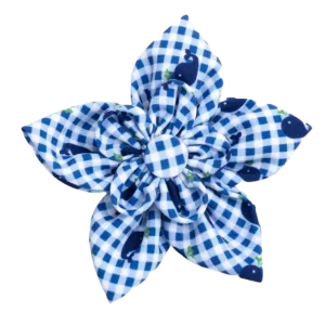 Collar Flower | Blue Gingham Whales