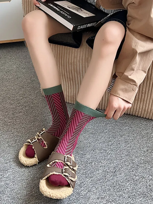 Contrast Color Keep Warm Socks Accessories