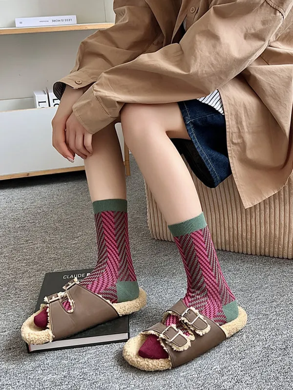 Contrast Color Keep Warm Socks Accessories