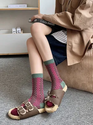 Contrast Color Keep Warm Socks Accessories