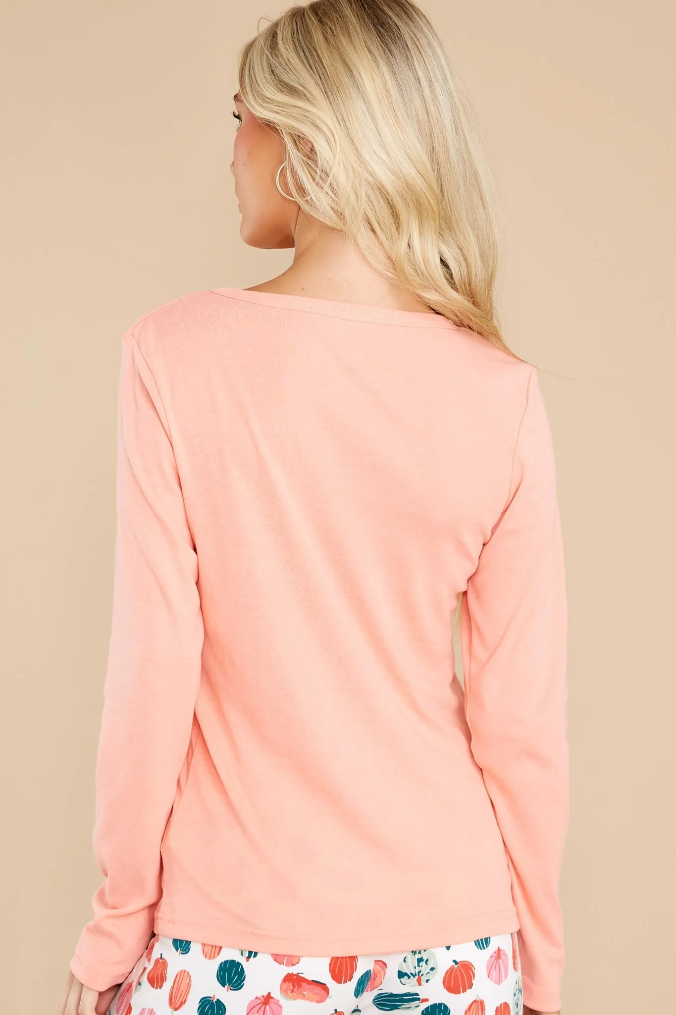 Cozy And Cute Coral Long Sleeve Tee