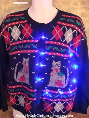 Crazy Cat Lady Funny Light Up Ugly Xmas Sweater