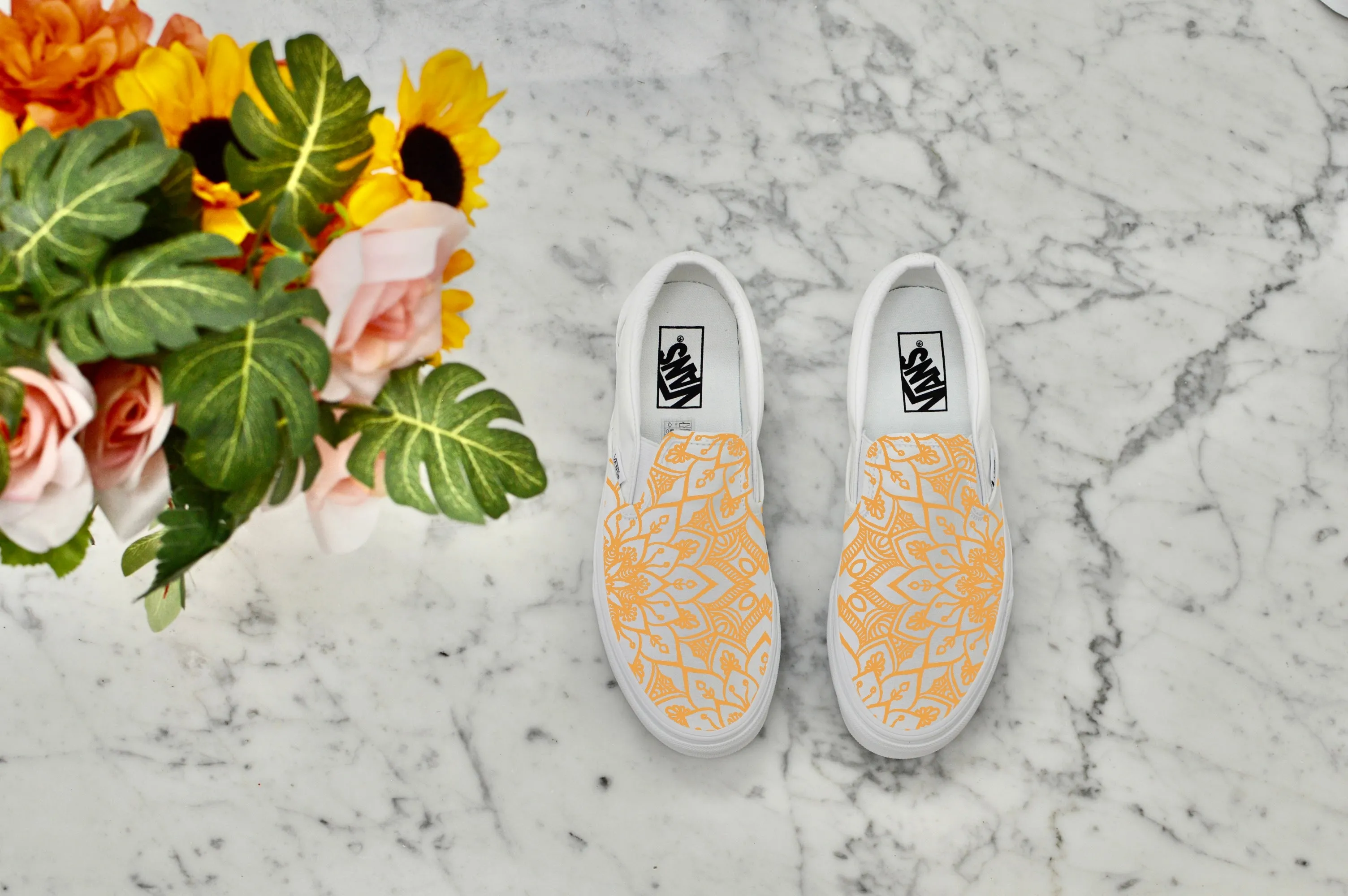 Custom Vans Shoes - Custom White Slip On Shoes for Custom Wedding