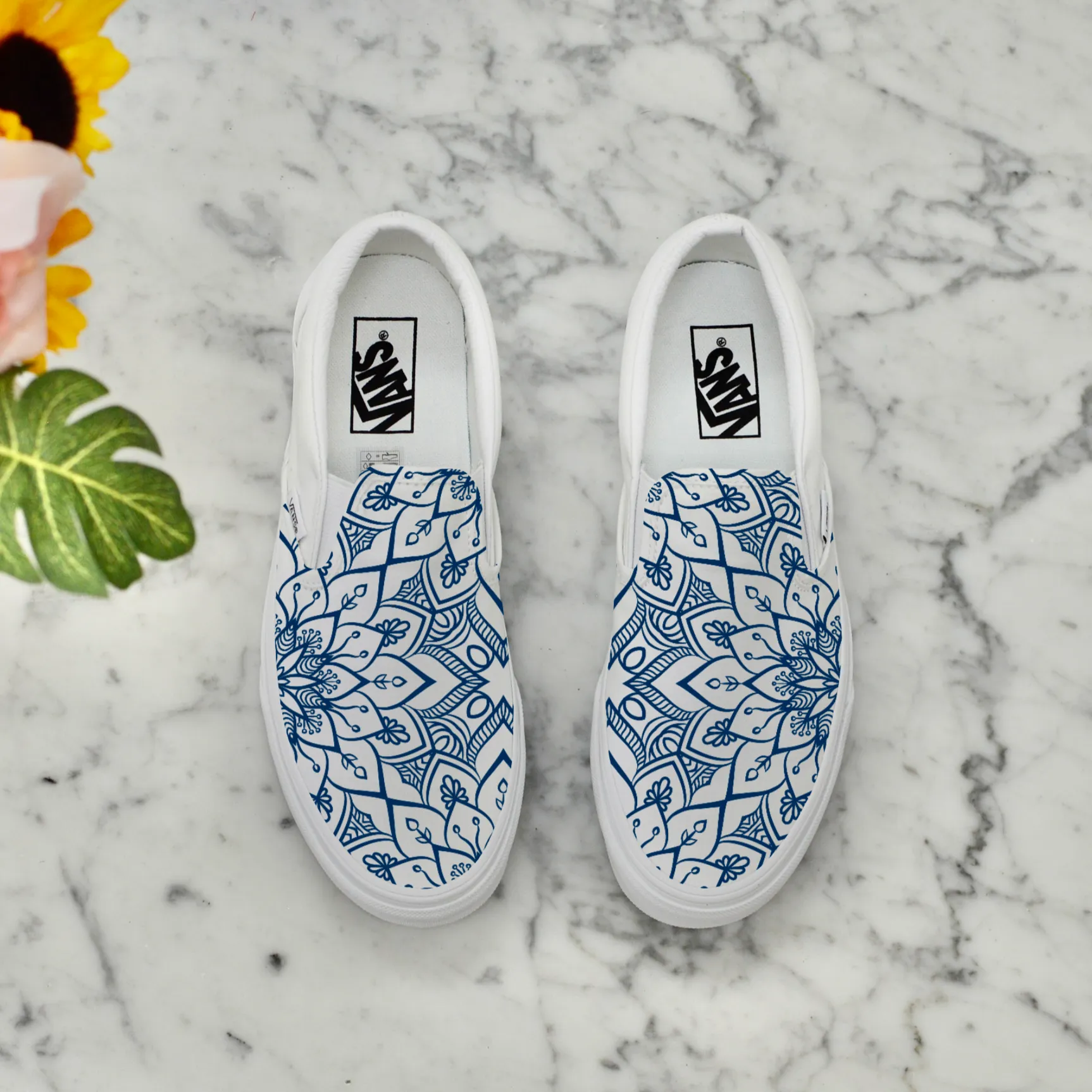 Custom Vans Shoes - Custom White Slip On Shoes for Custom Wedding