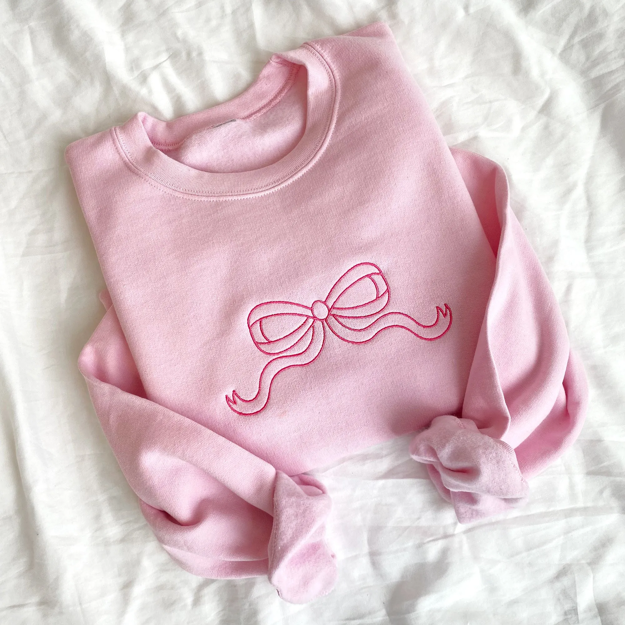 Cute Outline Bow Embroidered Gemma Sweatshirt | Dainty Bow Sweatshirt