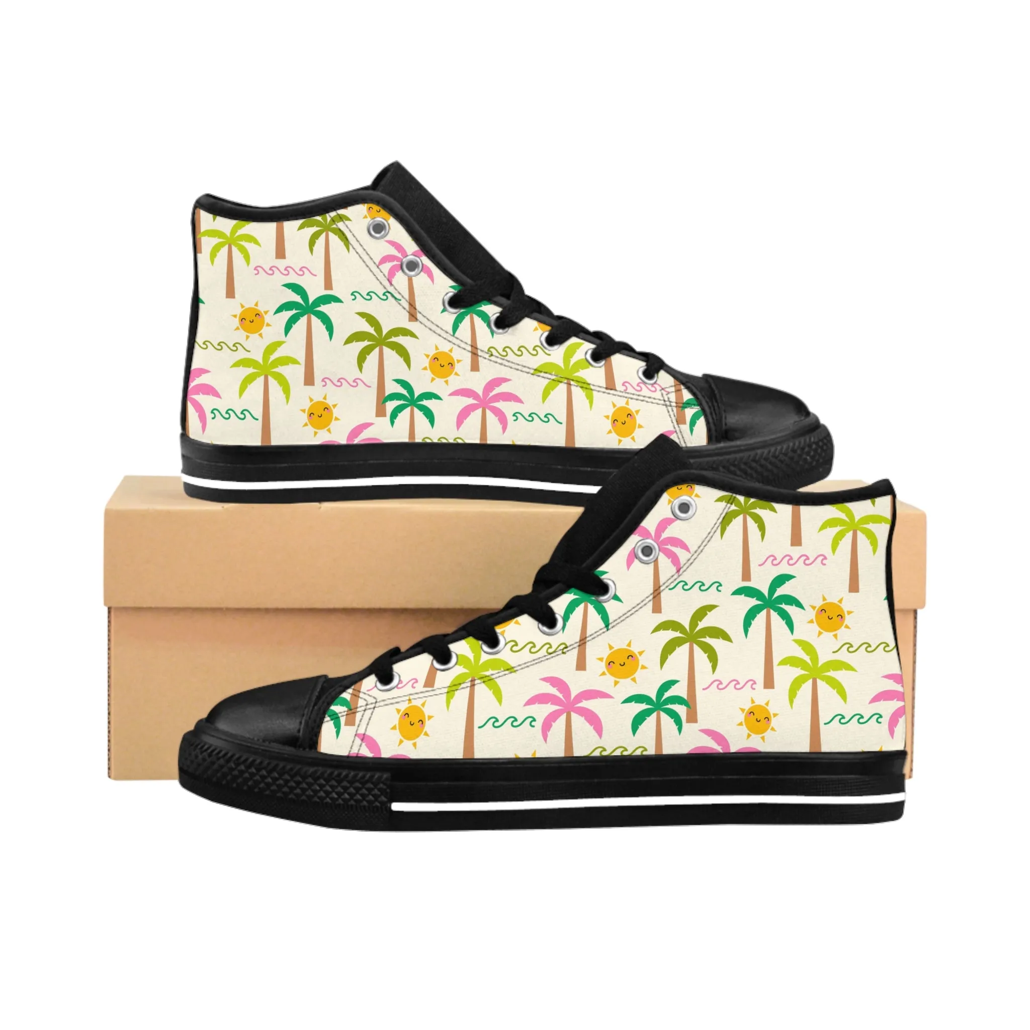 Cute Palm Tree and Sun Women's Classic Sneakers