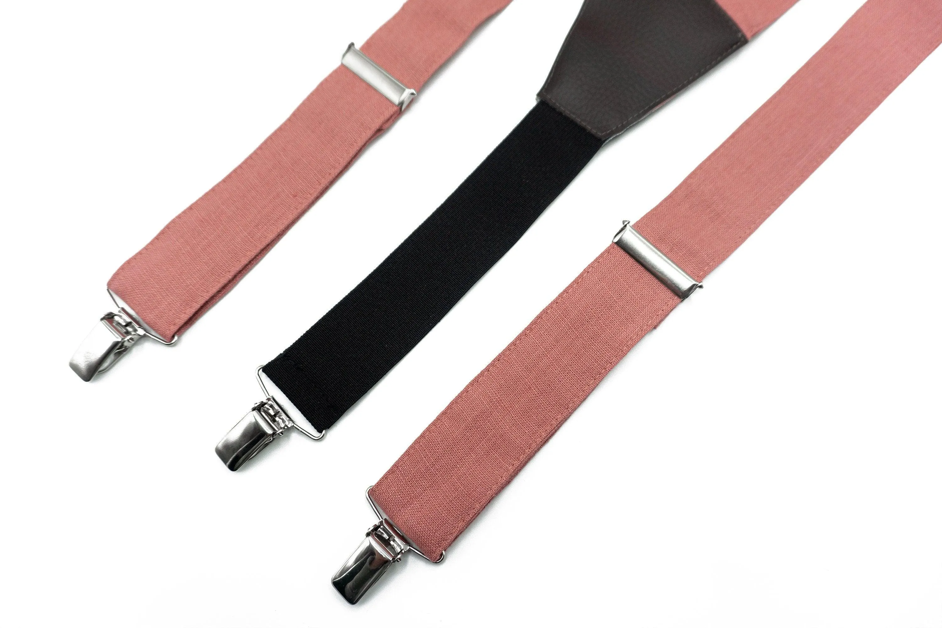 Dusty Rose Suspender, Bow Tie, and Necktie for a Stylish Look