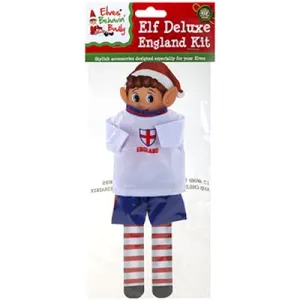 England Football Kit For Naughty Elf - Single Assorted Christmas Festive Costume Accessory Dress-Up Fun Elf On The Shelf