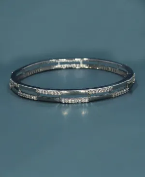 Fashionable Stone Studded Silver Bangle