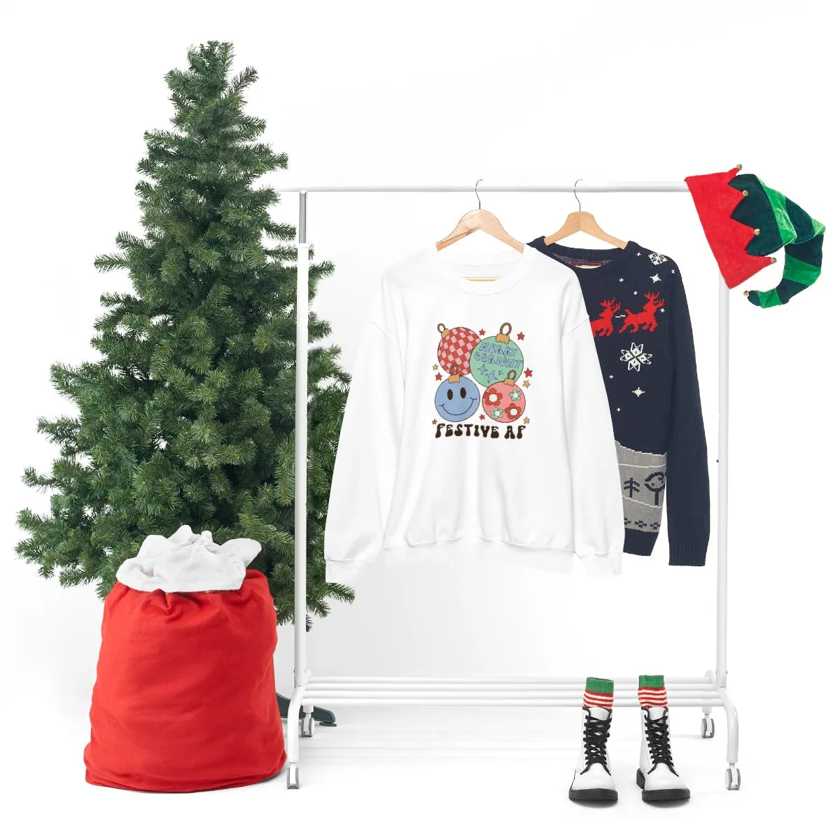 Festive AF Christmas Sweatshirt,  Retro Style