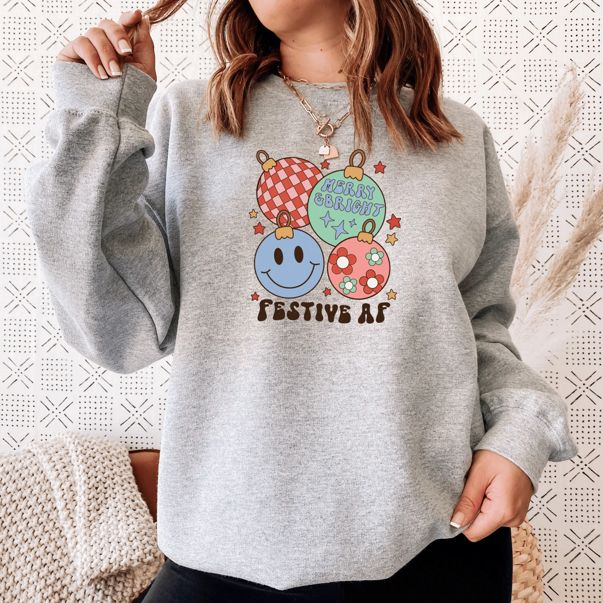 Festive AF Christmas Sweatshirt,  Retro Style