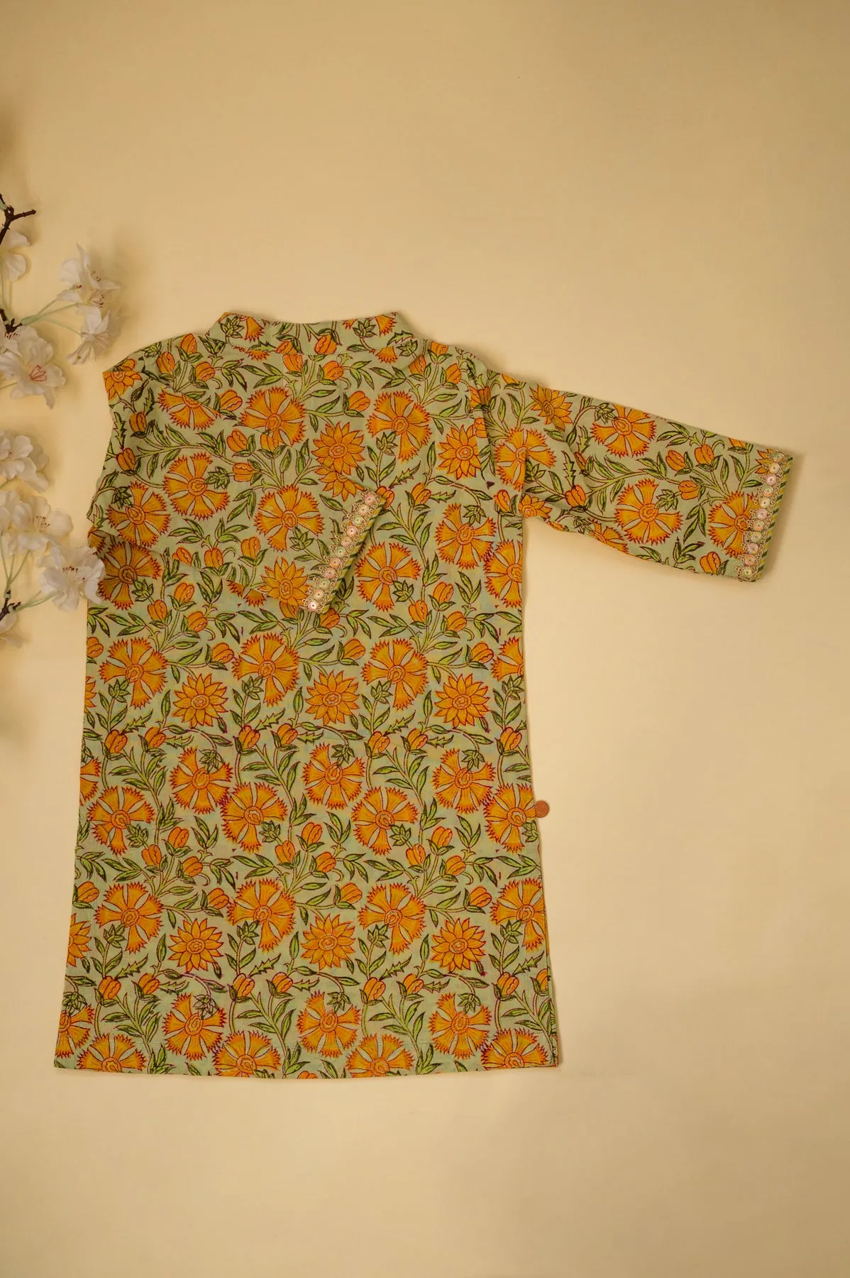 Floral Print Kurta - Green