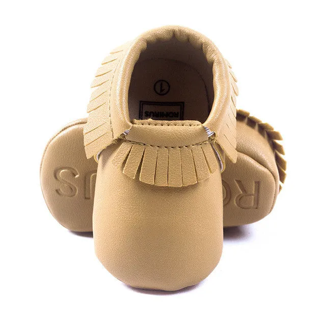 Free Shipping Tassels 26-Color PU Leather Baby Shoes Baby Moccasins Newborn Shoes Soft Infants Crib Shoes Sneakers First Walker