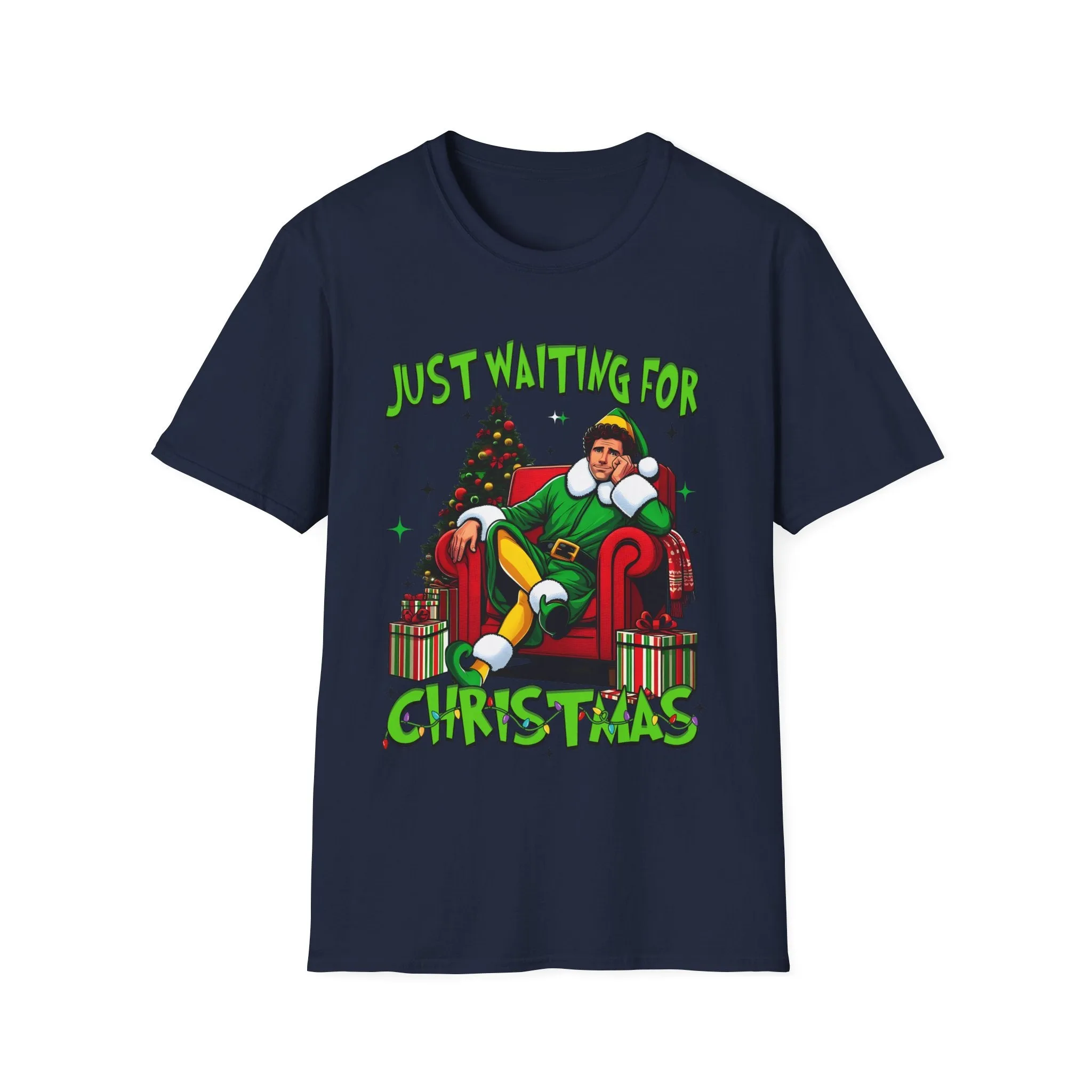 Funny Christmas T-Shirt - 'Just Waiting for Christmas' Design