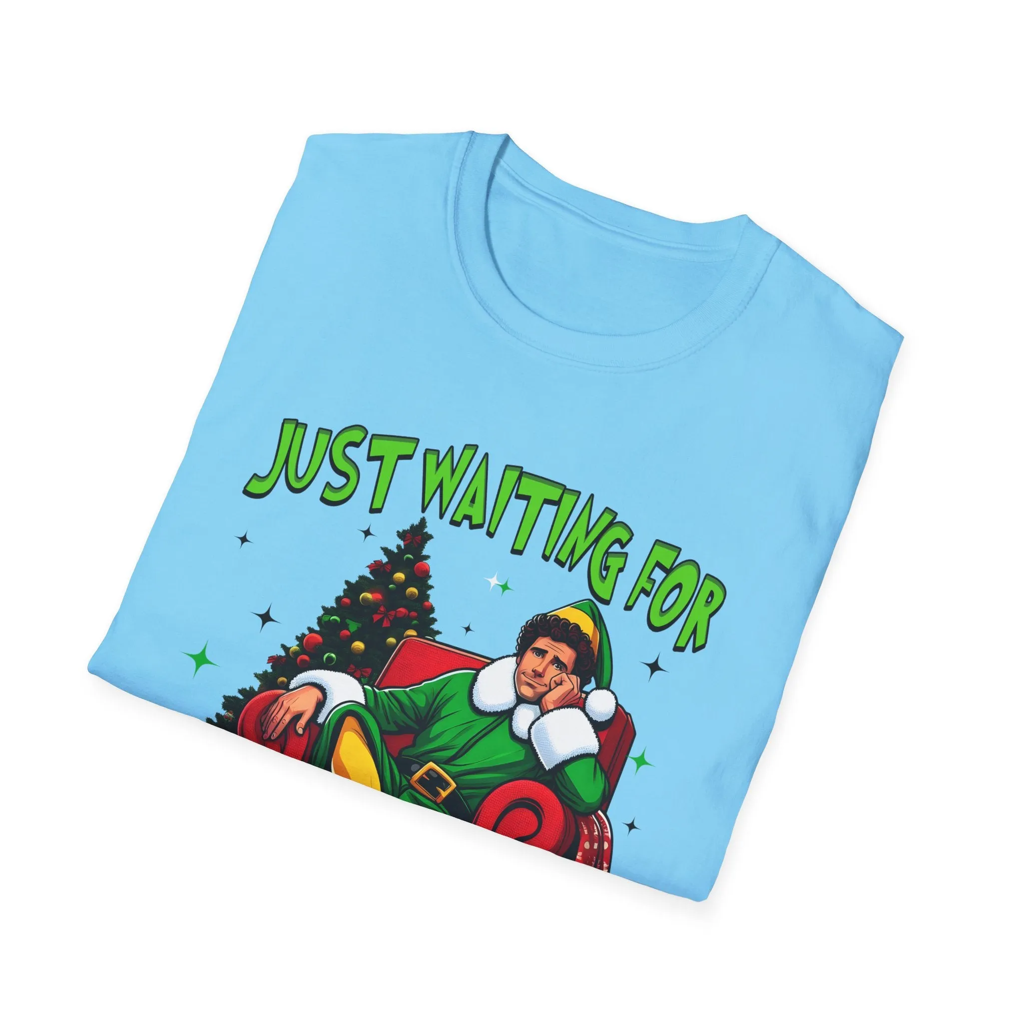 Funny Christmas T-Shirt - 'Just Waiting for Christmas' Design