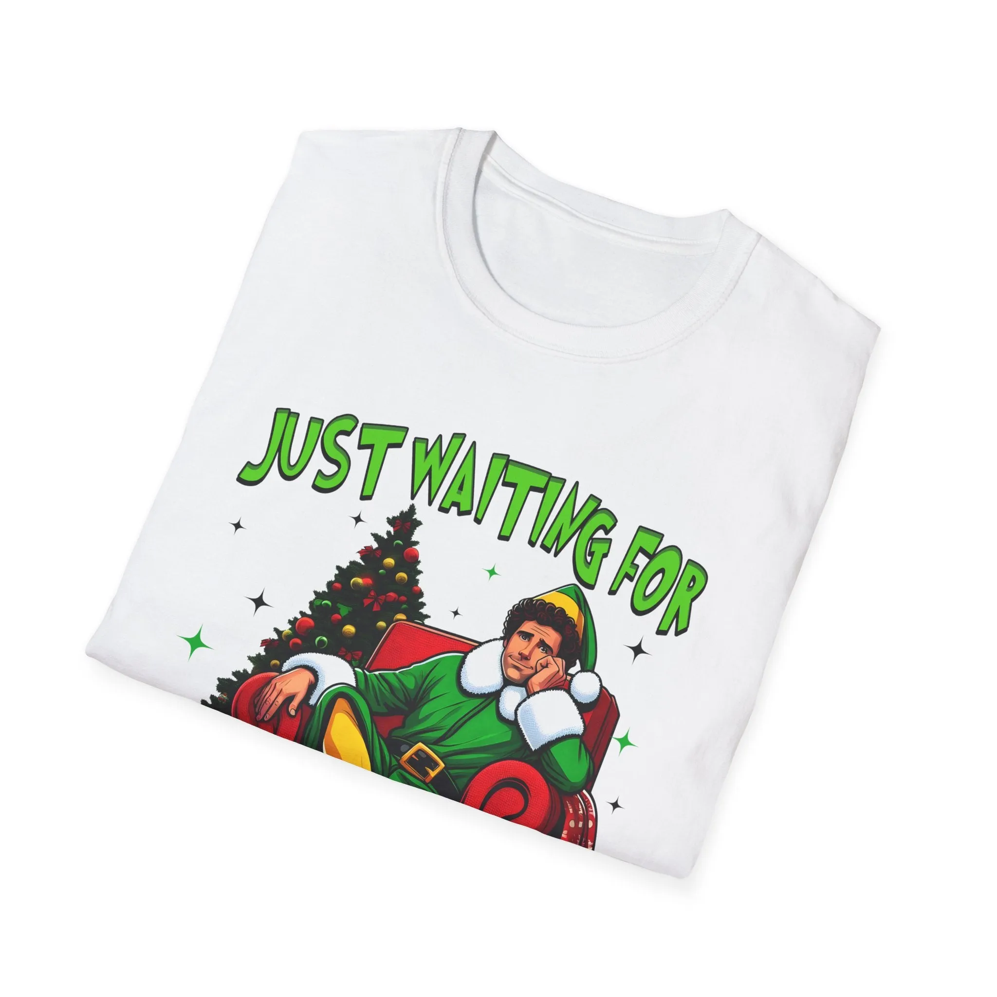 Funny Christmas T-Shirt - 'Just Waiting for Christmas' Design