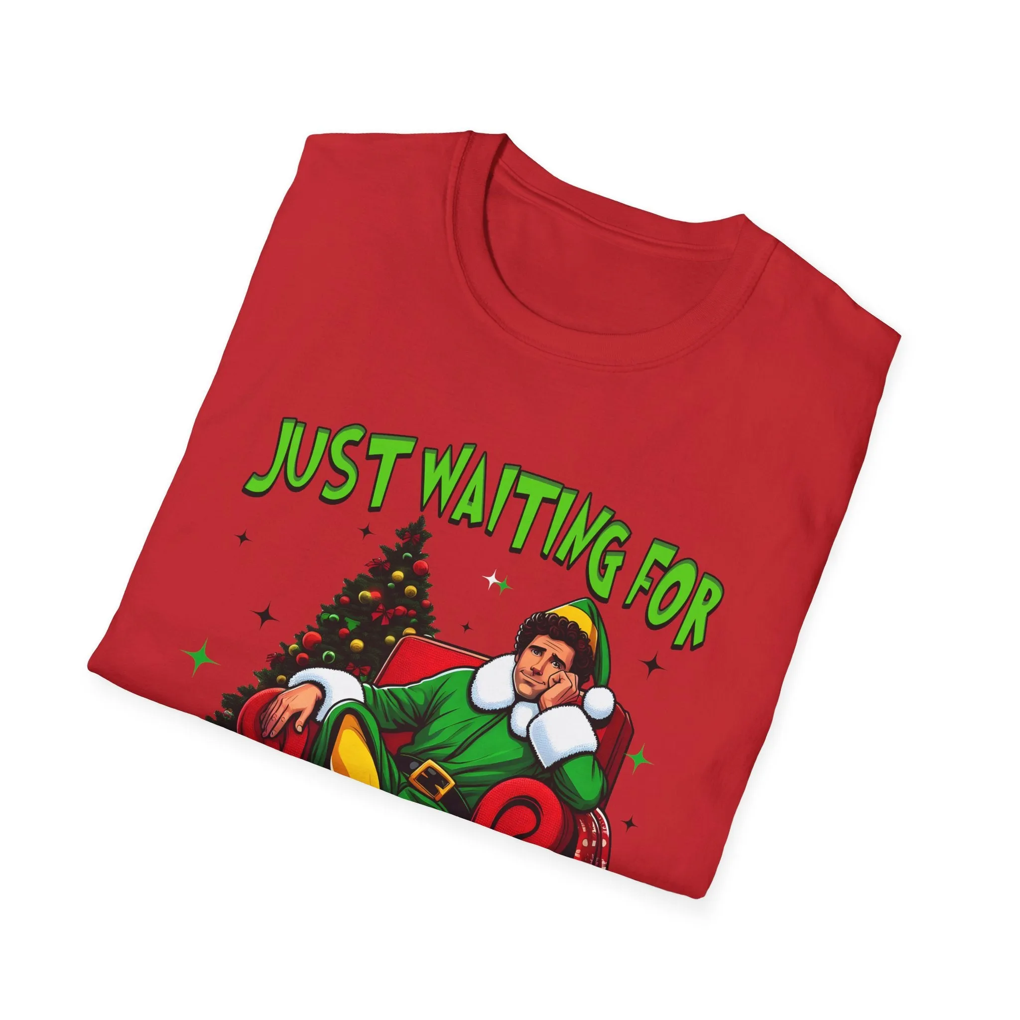 Funny Christmas T-Shirt - 'Just Waiting for Christmas' Design