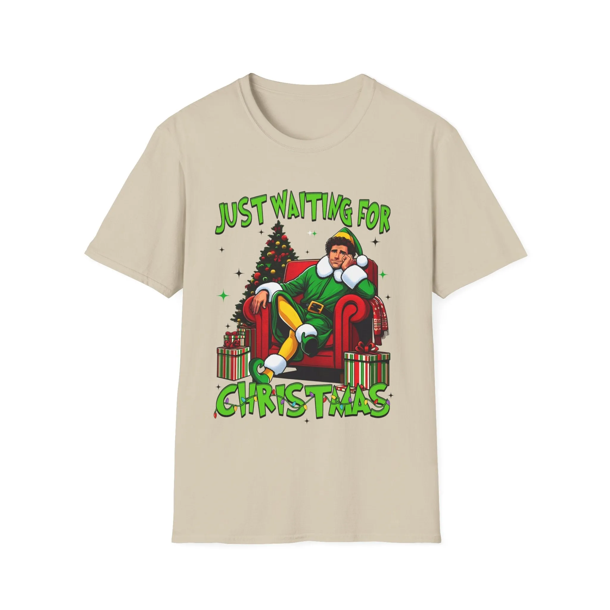 Funny Christmas T-Shirt - 'Just Waiting for Christmas' Design