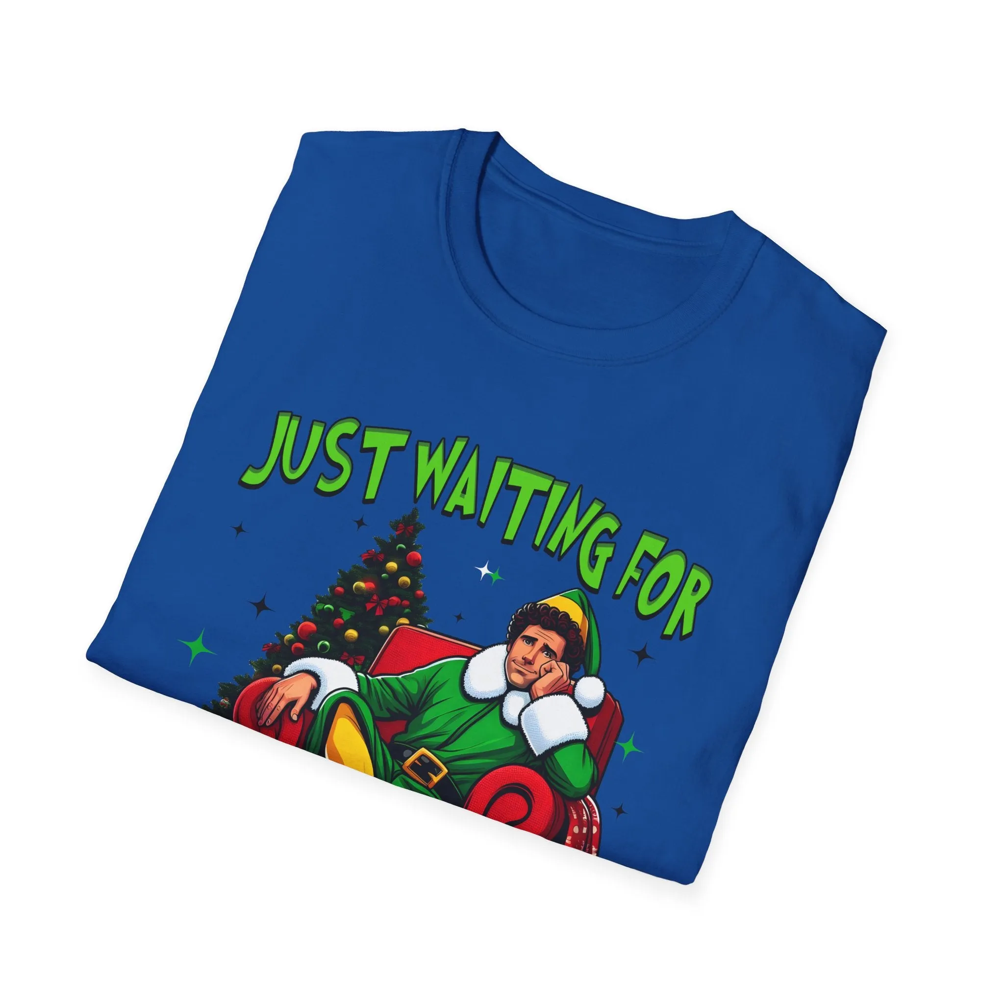 Funny Christmas T-Shirt - 'Just Waiting for Christmas' Design