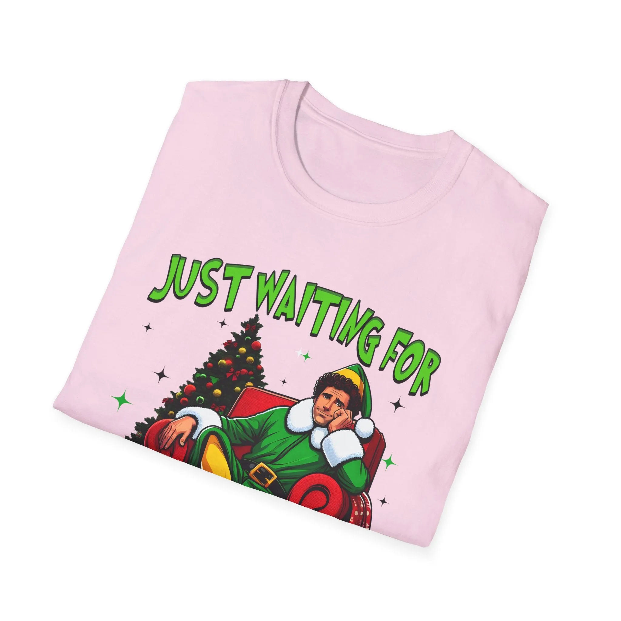 Funny Christmas T-Shirt - 'Just Waiting for Christmas' Design