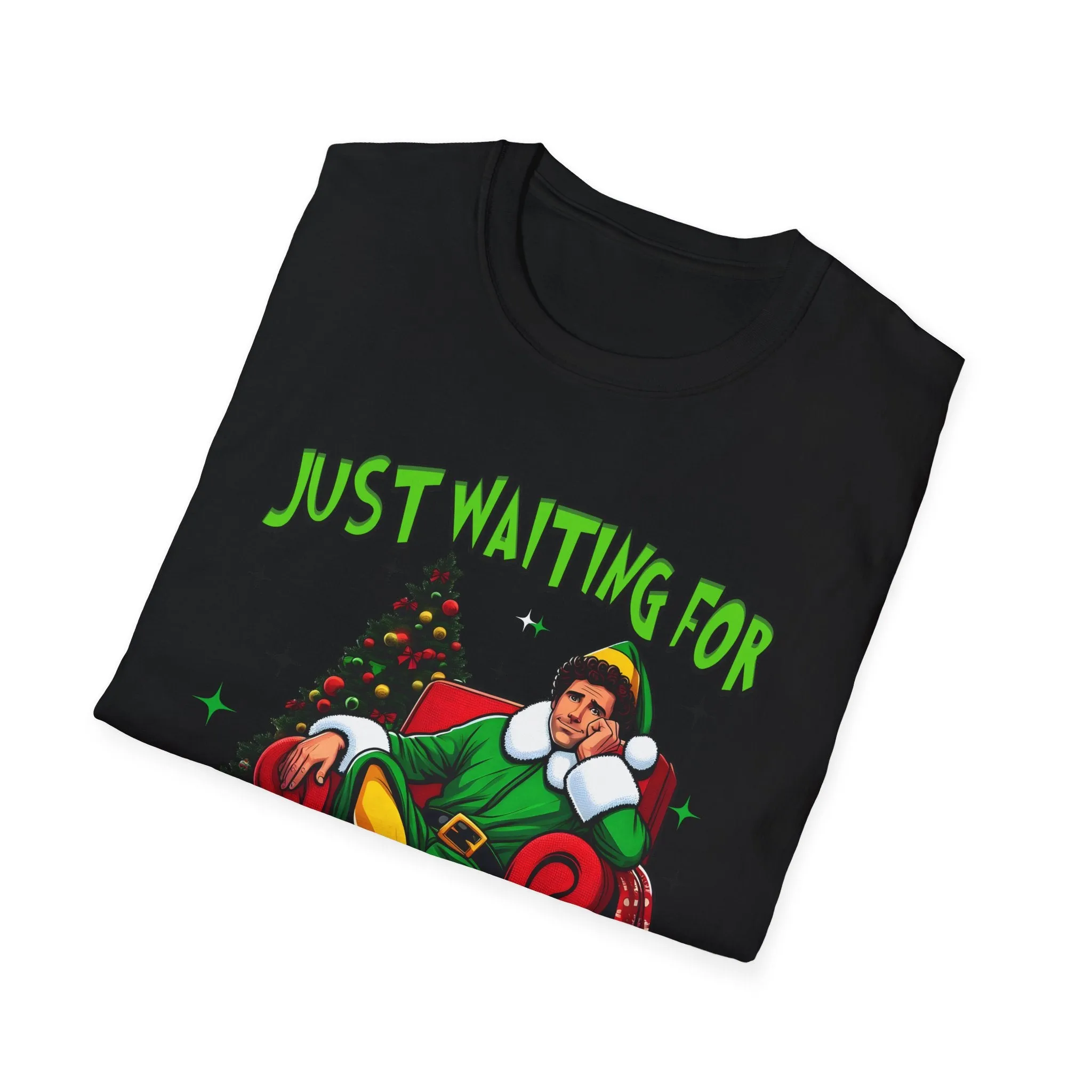 Funny Christmas T-Shirt - 'Just Waiting for Christmas' Design