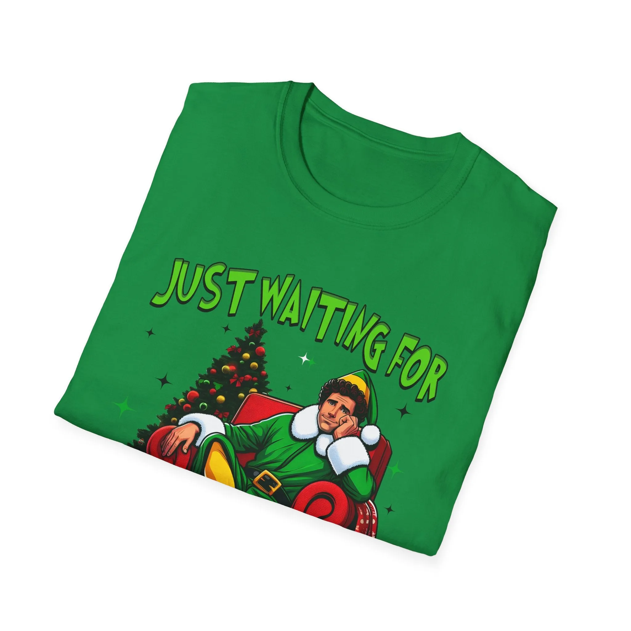 Funny Christmas T-Shirt - 'Just Waiting for Christmas' Design