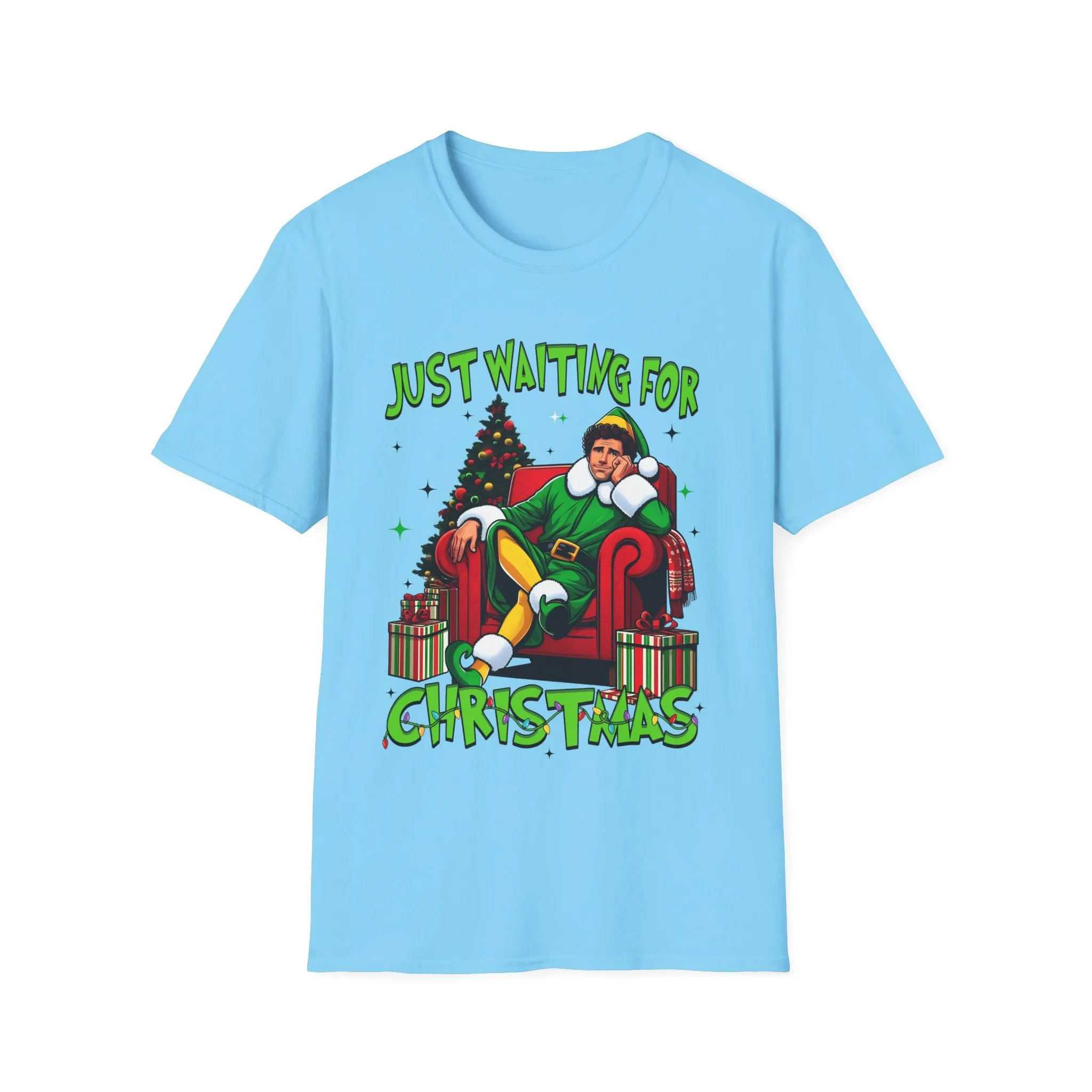 Funny Christmas T-Shirt - 'Just Waiting for Christmas' Design