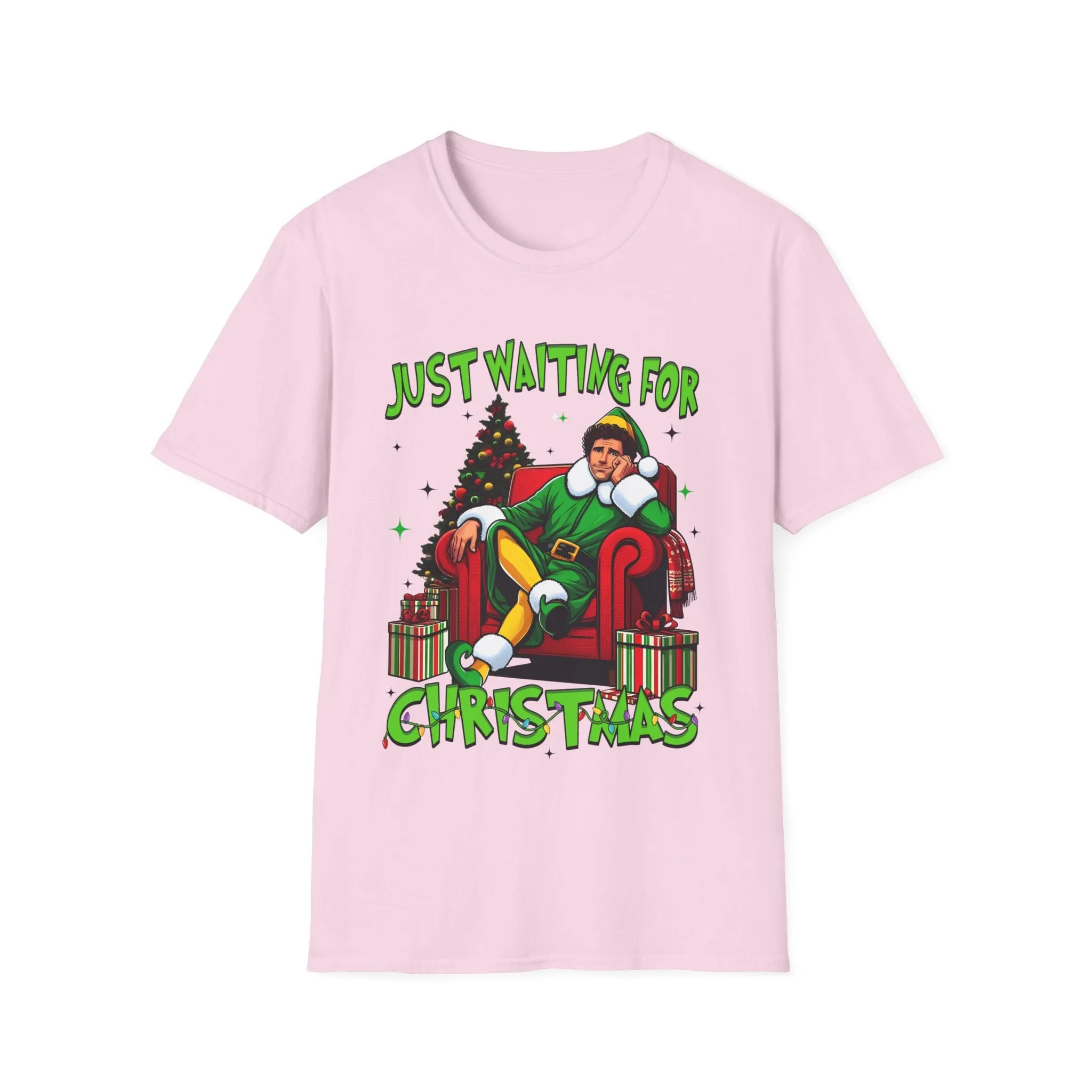 Funny Christmas T-Shirt - 'Just Waiting for Christmas' Design